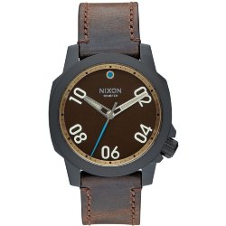 ЧАСЫ  Nixon RANGER 40 LEATHER ALL BLACK/BRASS/BROWN